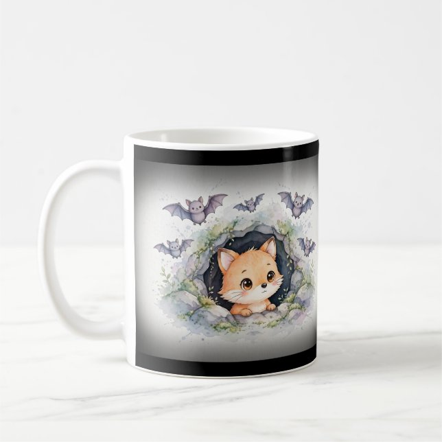 Caneca De Café Caverna de amigos da raposa fofa e do morcego (Esquerda)