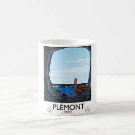 Caneca De Café Cavernas de Plémont, Jersey cartaz de viagem vinta