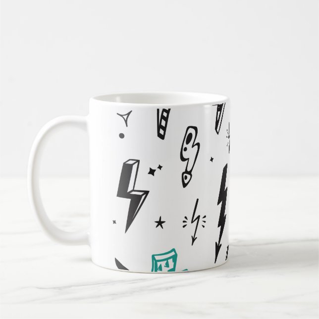 Caneca De Café Cavilhas de relâmpago, conjunto de rabiscos desenh (Esquerda)