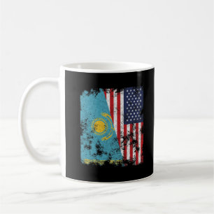 Caneca De Café Cazaquistão EUA Flag - Half American