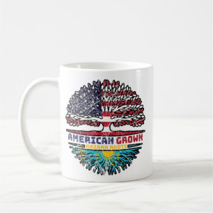Caneca De Café Cazaquistão Kazakh American Tree Roots Flag