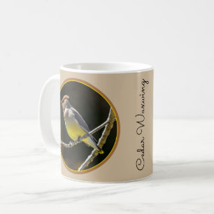 Caneca De Café Cedar Waxwing Songbird Original Foto de Pássaro Se