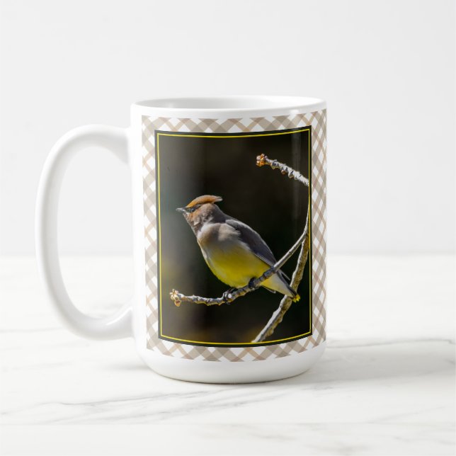 Caneca De Café Cedar Waxwing Songbird Original Foto de Pássaro Se (Esquerda)