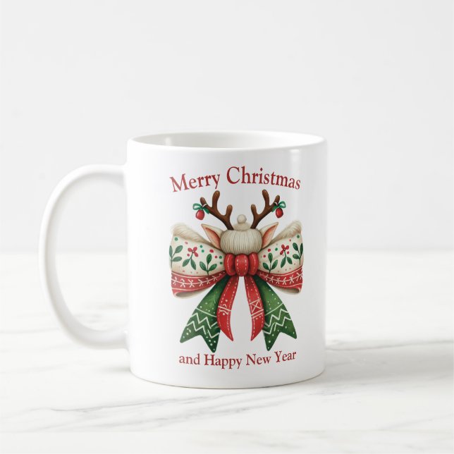 Caneca De Café Ceifadores de renas de Natal elfos de arco rústico (Esquerda)