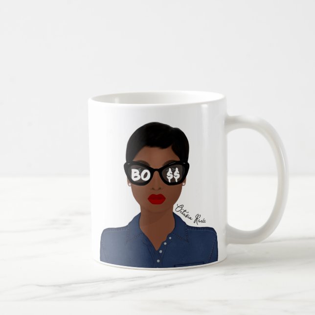 Caneca De Café Celebração BO$$ Adicionar Nome Afro-Americano (Direita)