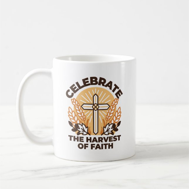 Caneca De Café Celebração da Faith Harvest - Arte Inspiradora (Esquerda)
