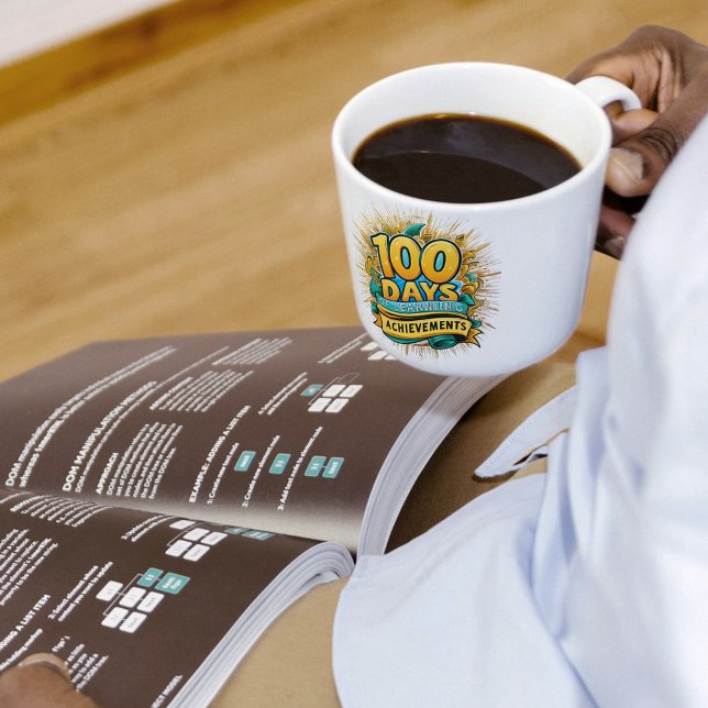 Caneca De Café Celebração de 100 dias de Alcanços de Aprendizado (Criador carregado)