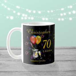 Caneca De Café Celebração de Aniversário de 70, Vinho Espumante N