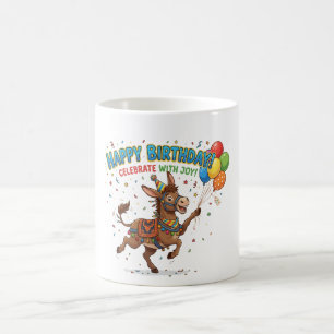 Caneca De Café Celebração de Aniversário do Burro Feliz