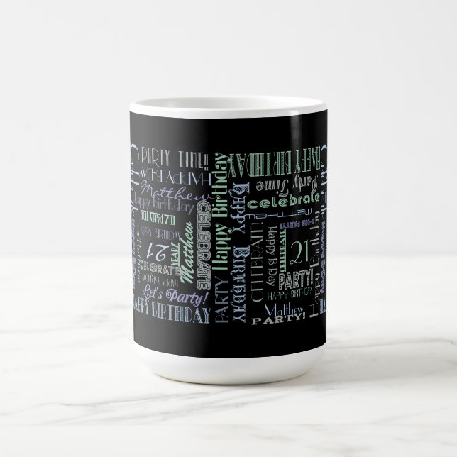 Caneca De Café Celebração de Aniversário! NOME Personalizado lega (Centro)