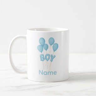 Caneca De Café Celebração de Balão Azul para Bebê Menino