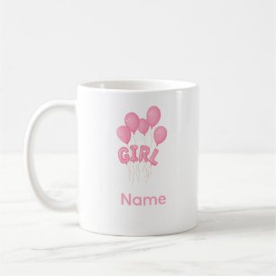 Caneca De Café Celebração de Balão Rosa para Menina Bebê - Berçár