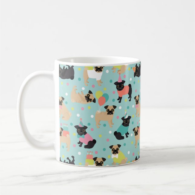 Caneca De Café Celebração de Festas de aniversário Pug (Esquerda)