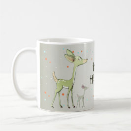 Caneca De Café Celebração de Natal Cervos Verdes Feriados Fofo