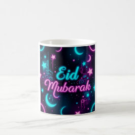 Caneca De Café Celebração de Neon Eid Mubarak