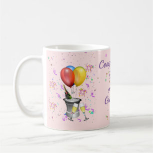 Caneca De Café Celebração de Parabéns de formando rosa