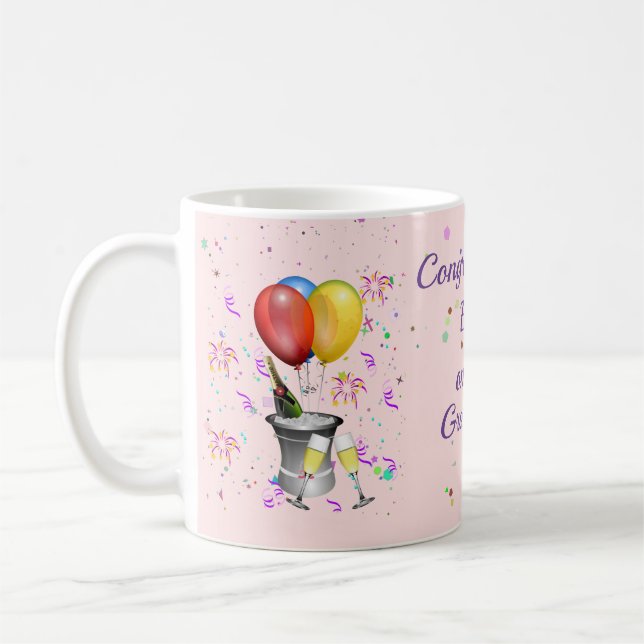 Caneca De Café Celebração de Parabéns de Formatura Rosa (Esquerda)