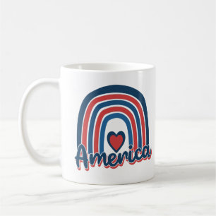 Caneca De Café Celebração do 4 de Julho América Arco-íris EUA