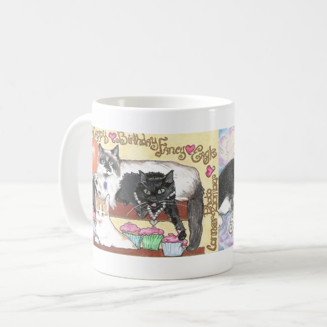 Caneca De Café Celebração do aniversário de Piperspuddycats da (Frente Esquerda)