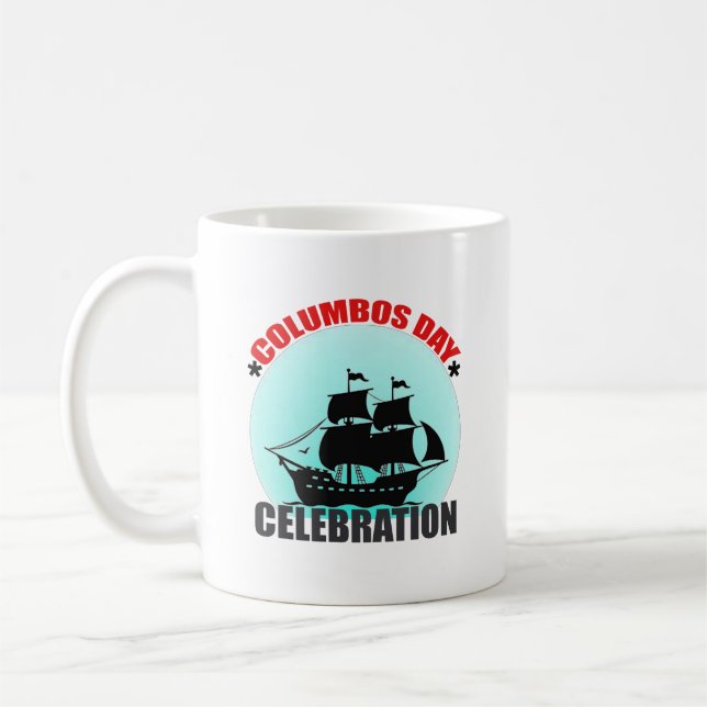 Caneca De Café Celebração do Dia de Colombo: Explore, Descubra (Esquerda)