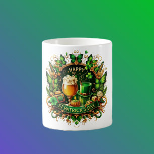 Caneca De Café Celebração do Dia de São Patrício Ornamentada a Ou