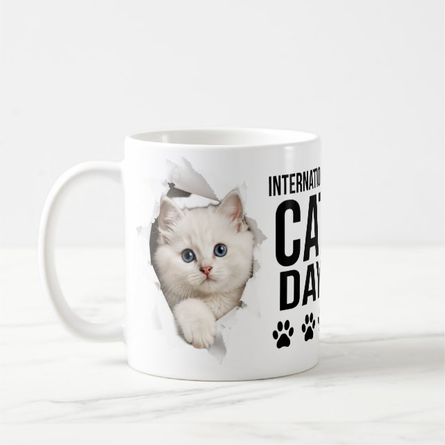 Caneca De Café celebração do dia internacional do gato (Esquerda)