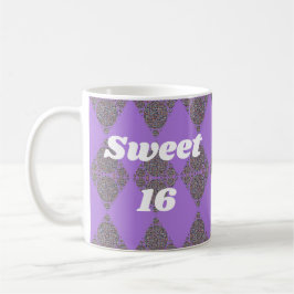 Caneca De Café Celebração do padrão de diamante roxo 16