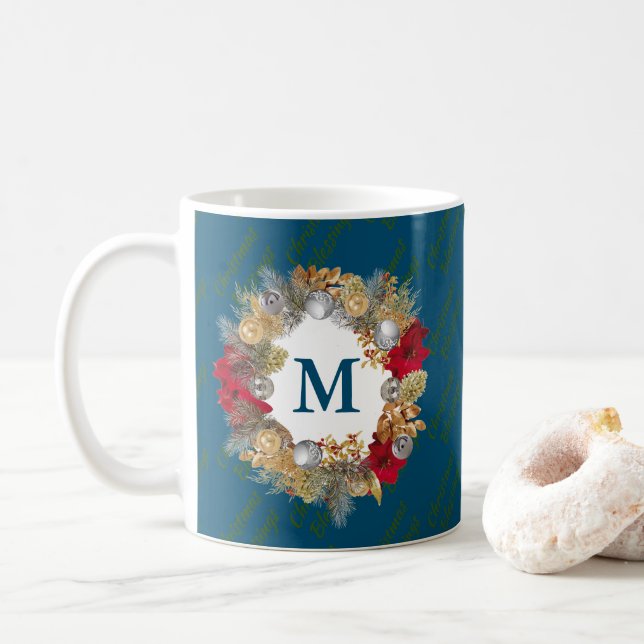 Caneca De Café CELEBRADO JESUS Natal Wreath CUSTOS Oceano Azul (Com Donut)