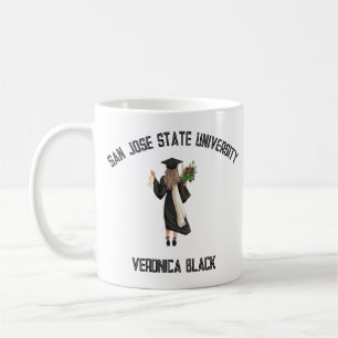 Caneca De Café Celebrar a Classe de 2024 - Rapariga em Boné e pal