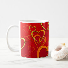 Celebrar Amor Corações Vermelhos Clássicos Mug