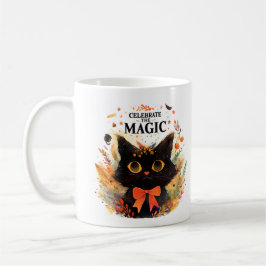 Caneca De Café Celebre o Gato Mágico - Halloween