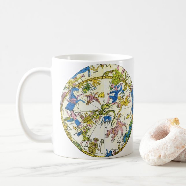 Caneca De Café Celeste Vintage, Esfera Árabe, Constelações (Com Donut)