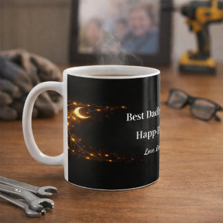 Caneca De Café Celestial Best Dad Mug Black Gold Keepsake Gift