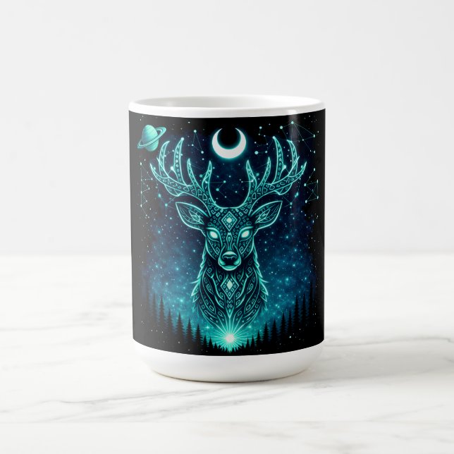 Caneca De Café Celestial Deer – Starlit Grace Wildlife Galaxy (Centro)