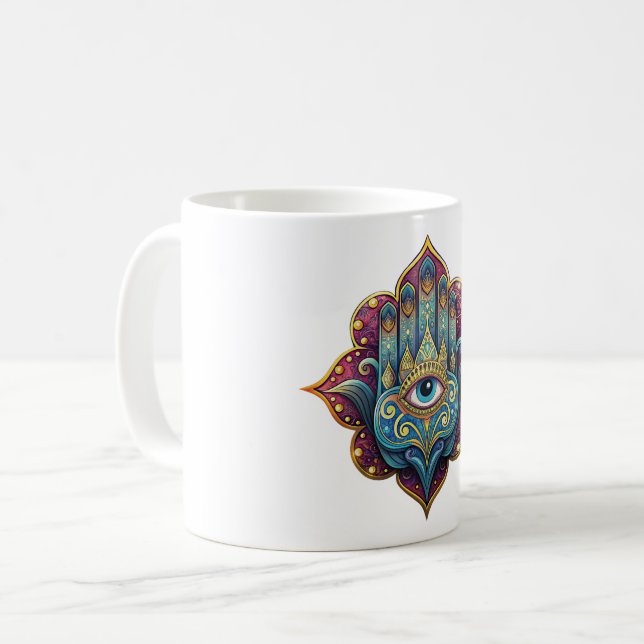 Caneca De Café Celestial Hamsa  (Frente Esquerda)