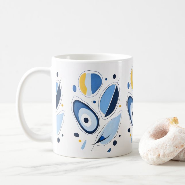 Caneca De Café Celestial Orb Odyssey Abstrato (Com Donut)