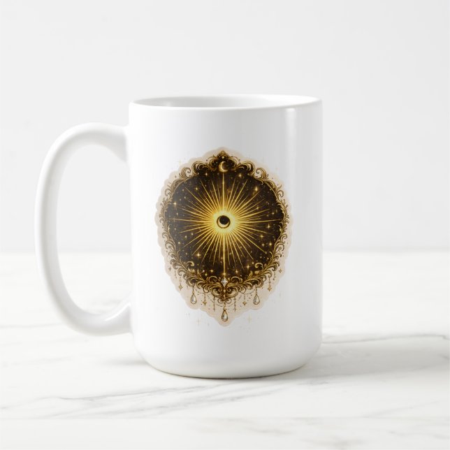 Caneca De Café Celestial Sun Moon Symbol Sacred Cosmic Balance (Esquerda)