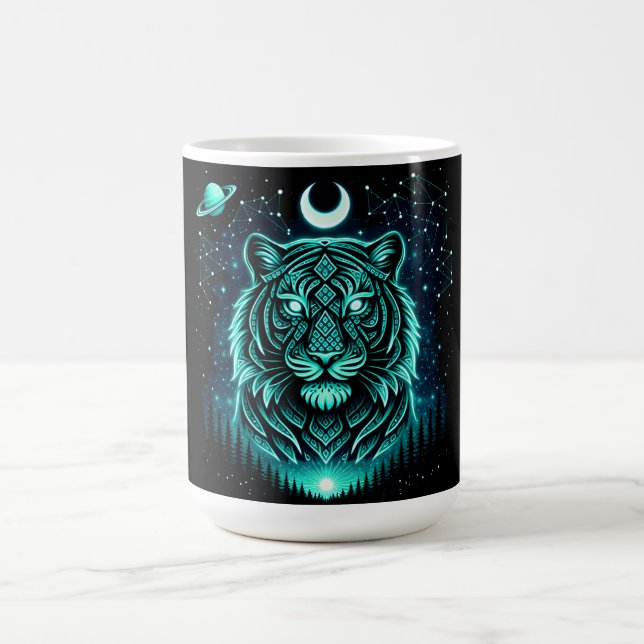Caneca De Café Celestial Tiger – Cosmic Striker Wildlife Galaxy (Centro)