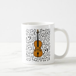 Caneca De Café Cello Com Notas Musicais, Professor De Música Cell