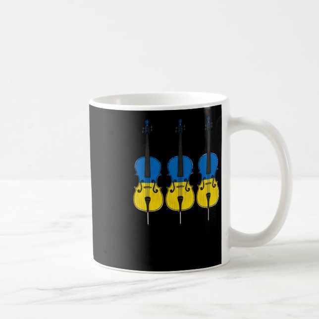 Caneca De Café Cello Ukrainian Flag Cellist String Musician Stick (Direita)