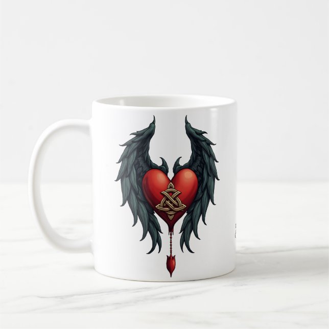 Caneca De Café Celtic elegance with a heart and wings.  (Esquerda)