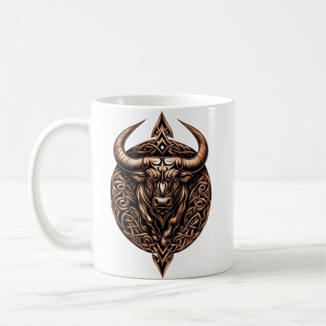 Caneca De Café Celtic Tribal Taurus Zodiac Mug (Esquerda)