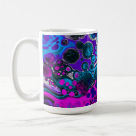 Caneca De Café Célula de Mármaco de Arte Fluida, Abstrato, Azul