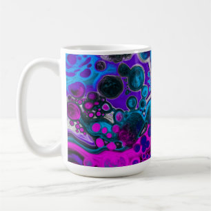 Caneca De Café Célula de Mármaco de Arte Fluida, Abstrato, Azul