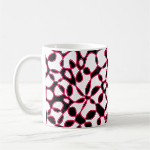 Caneca De Café Células Abstração Preto Branco Quente Rosa
