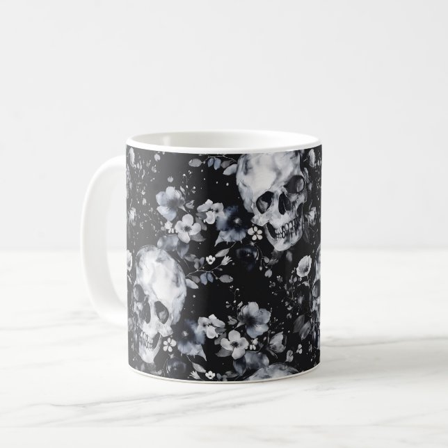 Caneca De Café Células do Jardim Gótico e Gótico Floral Verão (Frente Esquerda)