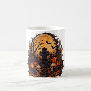 Caneca De Café Cemitério Assombrado ao Luar Gótico Halloween