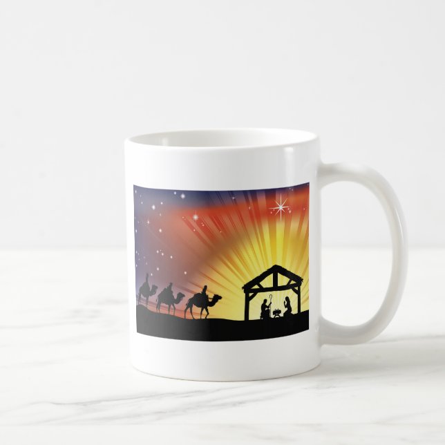 Caneca De Café Cena cristã da natividade do Natal (Direita)
