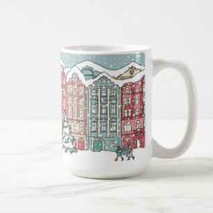 Caneca De Café Cena da cidade do inverno