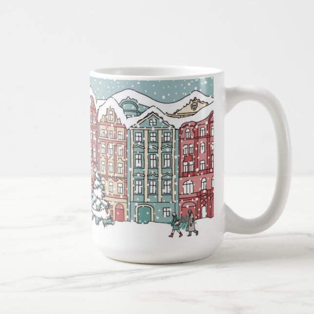 Caneca De Café Cena da cidade do inverno (Direita)